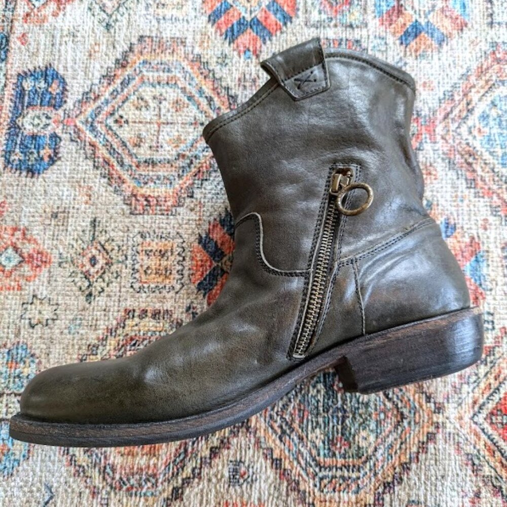 Fiorentini & Baker Low Cowboy Boot Dark Olive Green Size 39